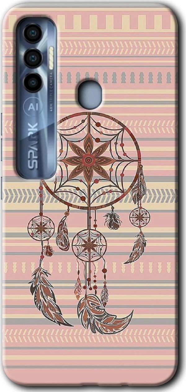 Anka Cep Telefonu Aksesuarları Tecno Tekno Spark 7 Pro Kılıf Hd Desen Baskılı Arka Kapak - Mandala Retro - Image 1
