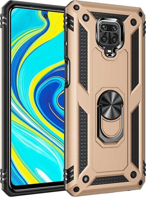 Anka Cep Telefonu Aksesuarları Xiaomi Redmi Note 9 Pro Kılıf Vega Yüzüklü Standlı Tank Zırh Kapak + Ekran Koruma - Image 1