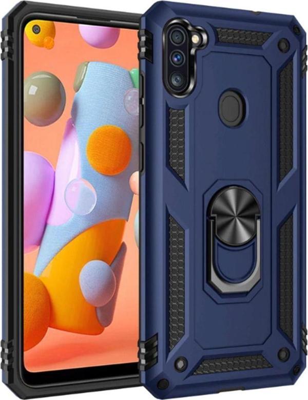 Anka Cep Telefonu Aksesuarları Samsung Galaxy A11 Kılıf Vega Yüzüklü Standlı Tank Zırh Kapak + Ekran Koruma - Image 1