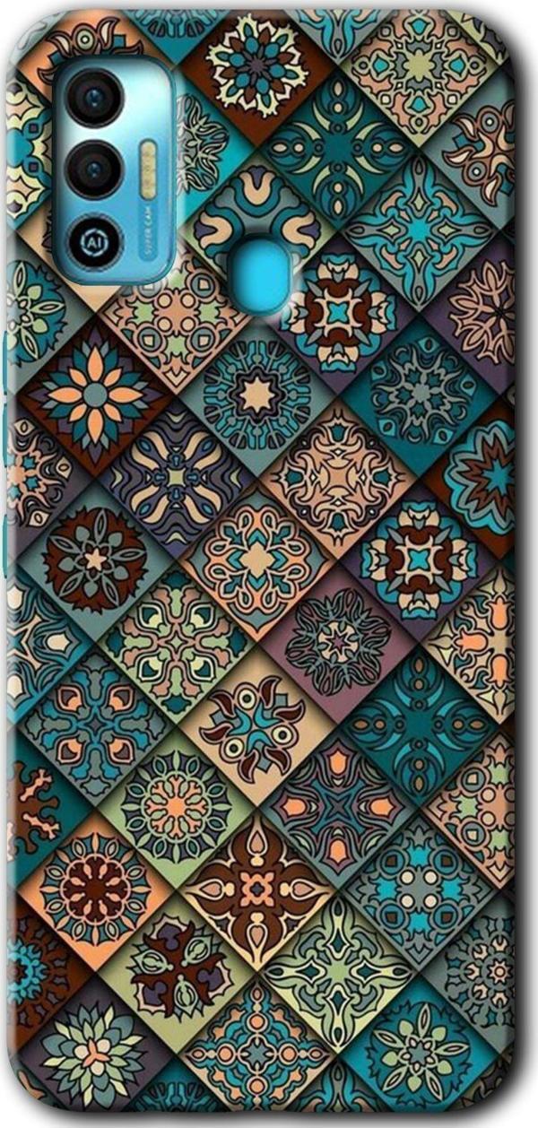 Anka Cep Telefonu Aksesuarları Tecno Tekno Spark 7T Kılıf Hd Desen Baskılı Arka Kapak - Mandala Desen - Image 1