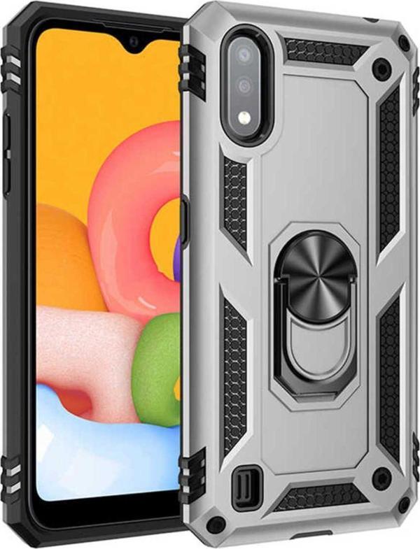 Anka Cep Telefonu Aksesuarları Samsung Galaxy A01 Kılıf Vega Yüzüklü Standlı Tank Zırh Kapak + Ekran Koruma - Image 1