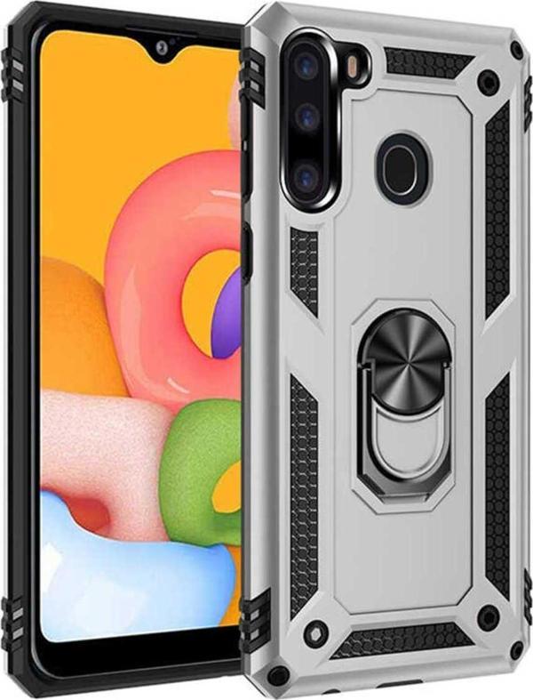 Anka Cep Telefonu Aksesuarları Samsung Galaxy A21 Kılıf Vega Yüzüklü Standlı Tank Zırh Kapak + Ekran Koruma - Image 1