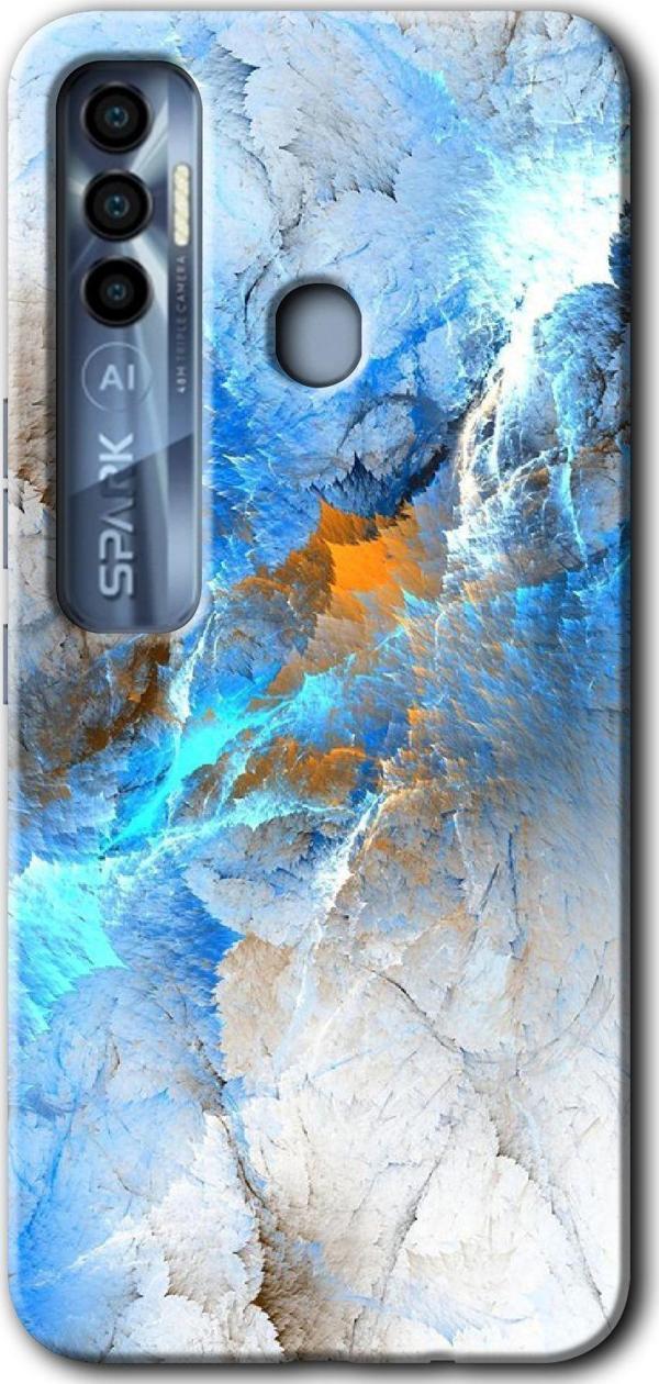 Anka Cep Telefonu Aksesuarları Tecno Tekno Spark 7 Pro Kılıf Hd Desen Baskılı Arka Kapak - Mavi Buzul - Image 1