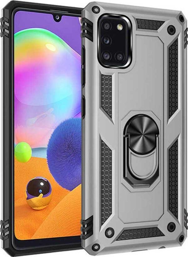 Anka Cep Telefonu Aksesuarları Samsung Galaxy A31 Kılıf Vega Yüzüklü Standlı Tank Zırh Kapak + Ekran Koruma - Image 1