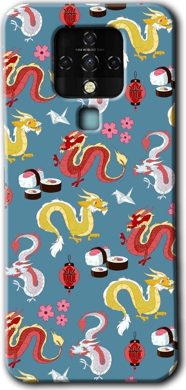 Anka Cep Telefonu Aksesuarları Tecno Camon 16 Kılıf Hd Desen Baskılı Arka Kapak - Funky Dragon - Image 1