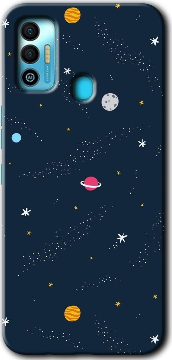 Anka Cep Telefonu Aksesuarları Tecno Tekno Spark 7T Kılıf Hd Desen Baskılı Arka Kapak - Çizim Gezegen - Image 1