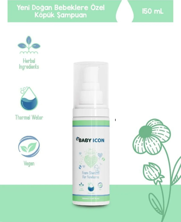 Baby Icon Bebek Köpük Şampuanı Vegan Doğal İçerikli Konak Önleyici Şampuan 150 ml - Image 1