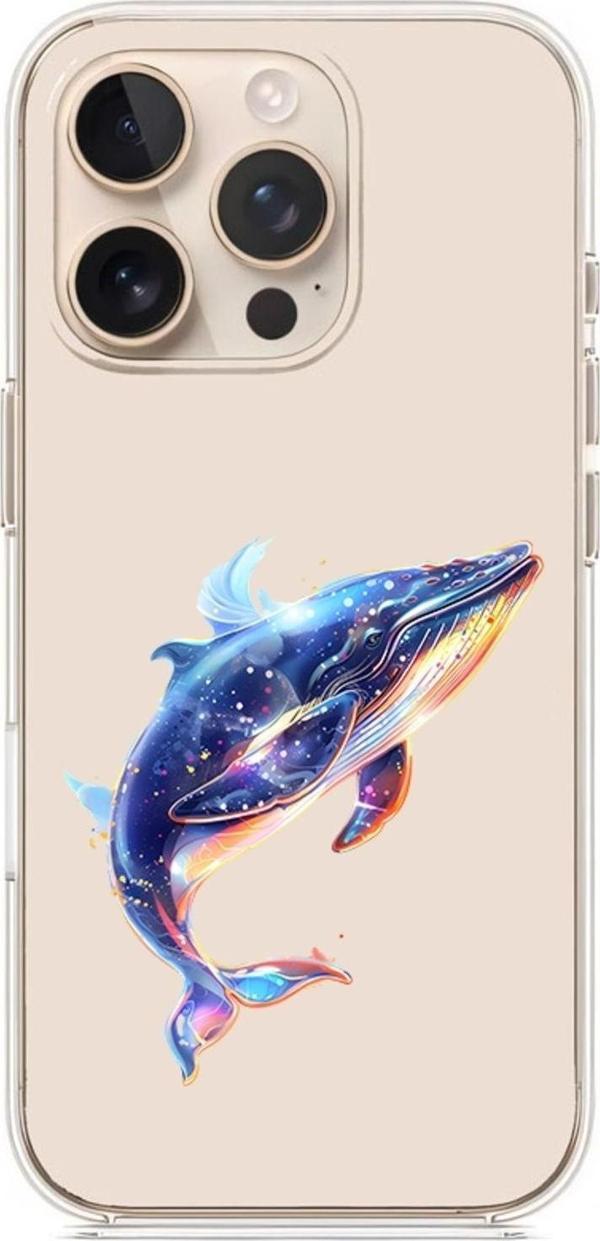 Zeynoiletişim Apple İphone 16 Pro Max Uyumlu Kozmik Balina  Desenli Silikon Kılıf - Image 1