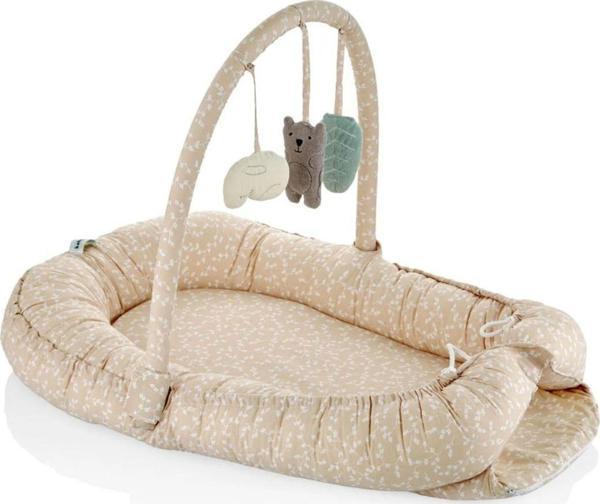 Babyjem Oyuncaklı Anne Baba Yanı Yatağı - Somon Çiçek - Image 1