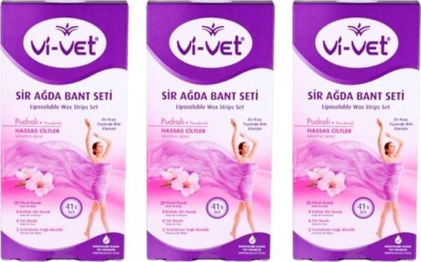 Vi-Vet Vivet Sir Ağda Bant Seti 41'Li Pudralı X 3 Adet Liposoluble Wax Strips Set Powdered X 3 Pieces - Image 1