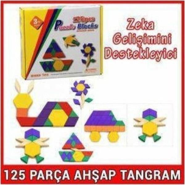 PASAJDANAL Tangram Hediyeli Ahşap 125 Parça Tangram Puzzle - Image 1