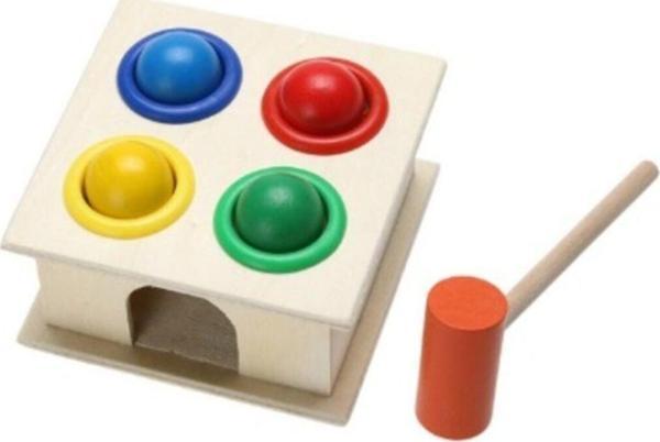 Tangram Hediyeli Ahşap 4 Toplu Çekiçli Çak Çak Oyunu - Image 1