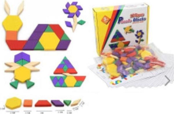 Tangram 125 Parça Ahşap Eğitici Blok Puzzle Seti - Image 1