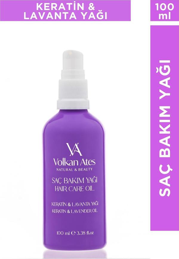 Volkan Ates Natural & Beauty Lavanta Yağlı & Keratinli Saç Bakım Yağı Cam Şişe 100 ml - Image 1