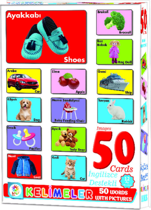 Sunman IQ Gelişim Zeka Kartı 50 Kelime - Image 1