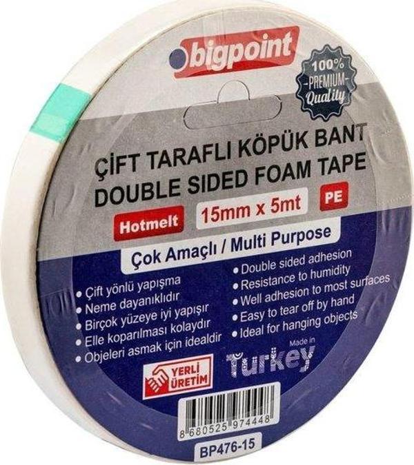 Bigpoint 476-15 Çift Taraflı Köpük Bant 15mmx5m - Image 1