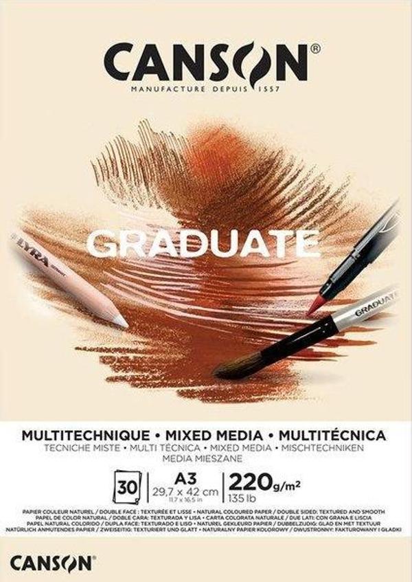 Canson Graduate Mix Media Natural Çizim Defteri A3 220g 30 Yaprak - Image 1