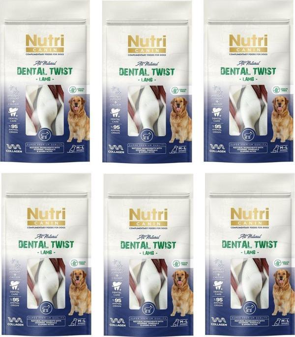 Dental Twist Kuzu Etli M-L Irk İçin Köpek Kemik Ödülü 120 Gr. X 6 Adet - Image 1
