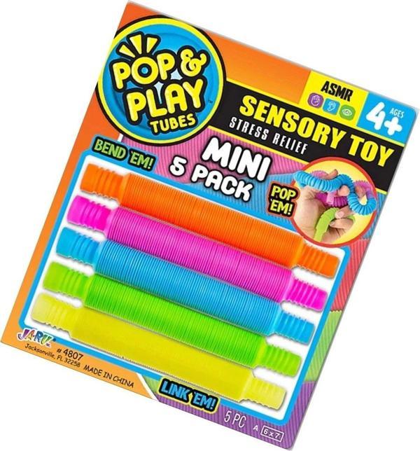 Pop Play Tubes Duyusal Stres Oyuncağı Mini 5li Akordiyon Borular: Bükün, Uzatın, Sesini Dinleyin! Eğlence ve Rahatlama Bir Arada! - Image 1