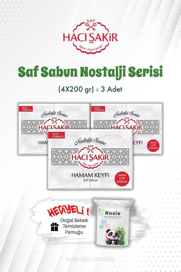 3 Adet Hacı Şakir Hamam Keyfi Saf Sabun Nostalji Serisi 4'lü 200 gr ve ROSIE - Image 1