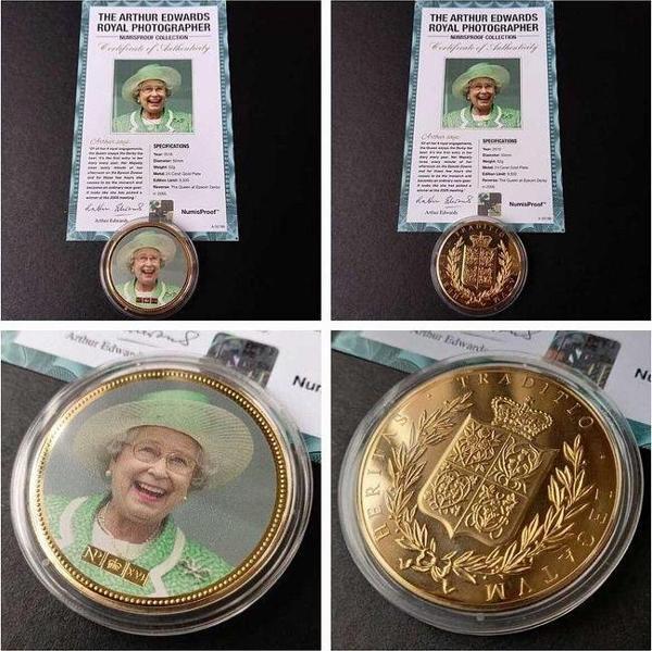39963681b2d414176c Numis Proof 2016 Kraliçe Elizabeth 24Ayar AltınKaplama Sertifikalı 52gram A-35186 - Image 1