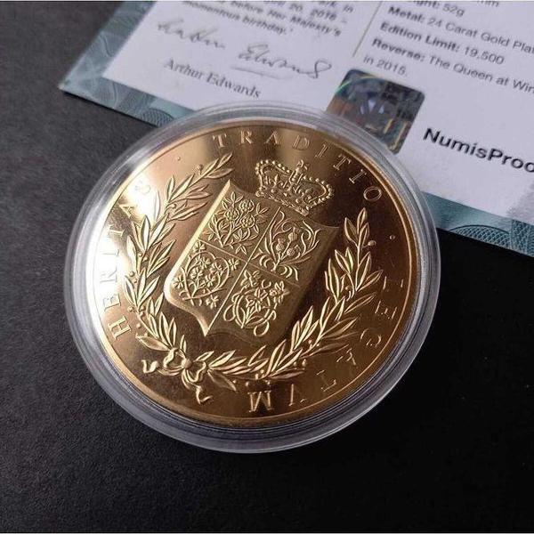 39963681b2fefb9fba Numis Proof 2016 Kraliçe Elizabeth 24Ayar AltınKaplama Sertifikalı 52gram A-35193 - Image 1