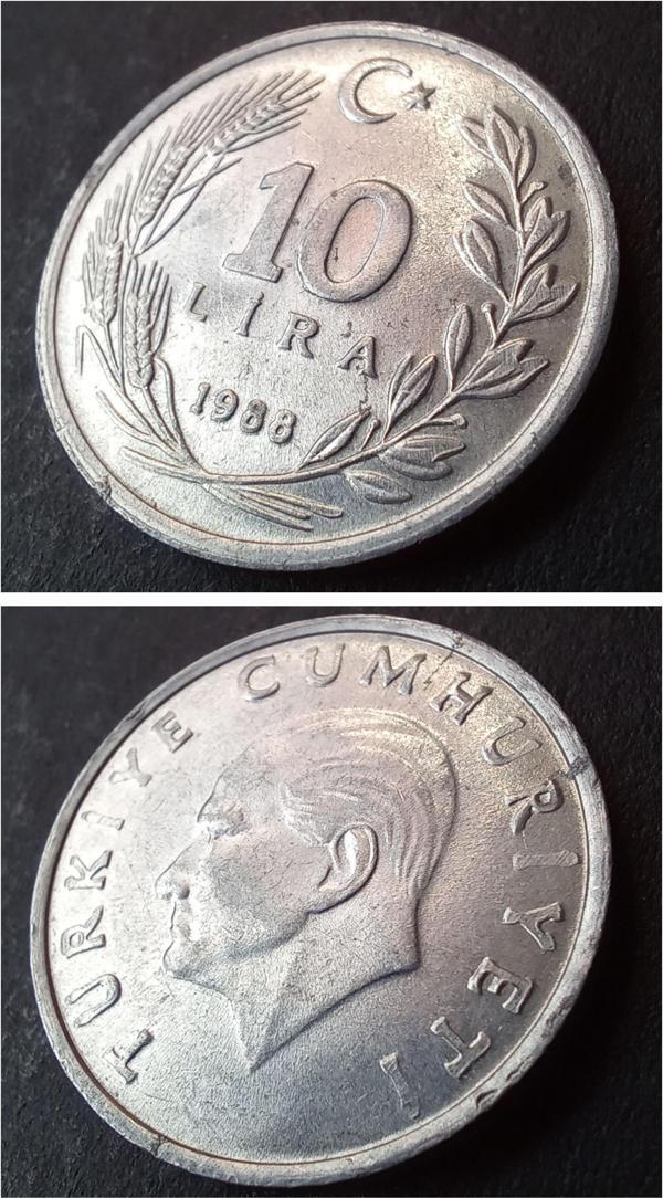Escoines Koleksiyon 399636817b9a504611 1988 Alüminyum 10lira Çil eski madeni para - Image 1