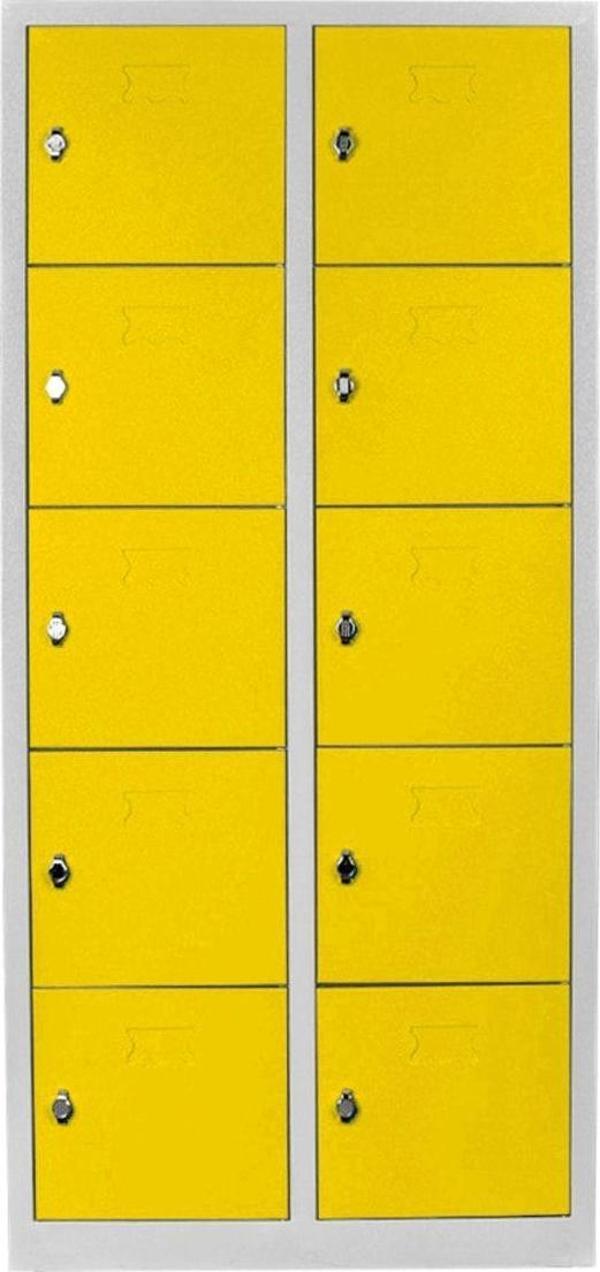 Jessan Ofis 10 Gözlü Öğretmen Öğrenci Dolabı Gri-sarı 79x170x40 cm - Image 1