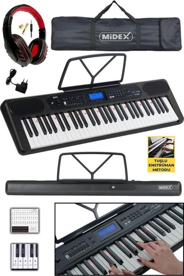Midex PS-5200BK-H Pro Org 61 LED Işıklı Tuş Hassasiyetli Bluetooth Midi Kulaklık - Image 1