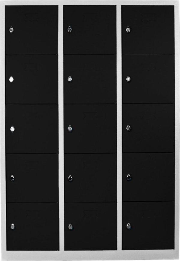 Jessan Ofis 15 Gözlü Öğretmen Dolabı Gri Siyah Js1018sı 117x170x40 cm - Image 1