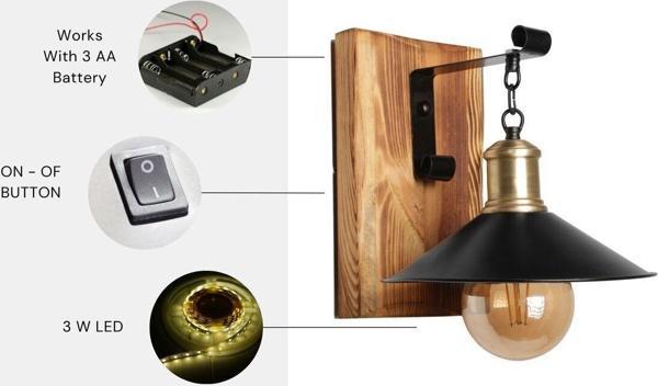 Lumexx Yeni Alkım Pilli Yanık Metal Başlıklı Aplik - Image 1