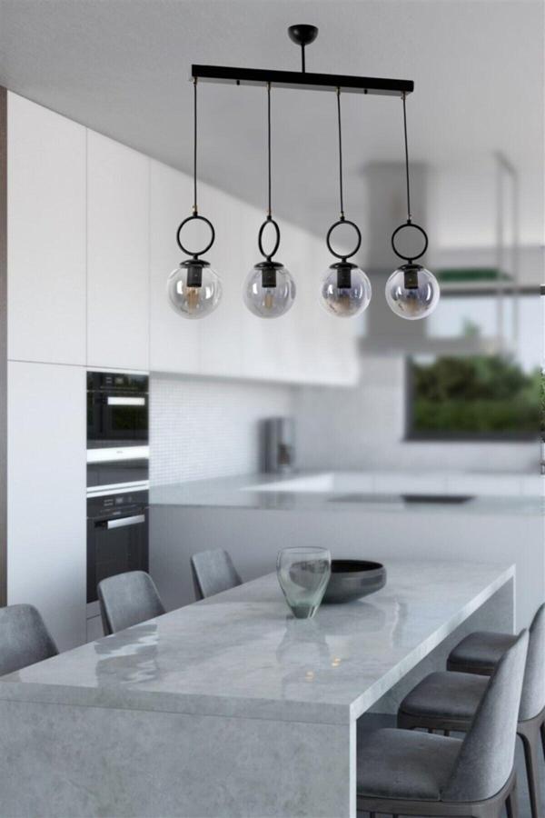 Lumexx Morino 4 Lü Sıralı Füme Camlı Siyah Sarkıt - Image 1