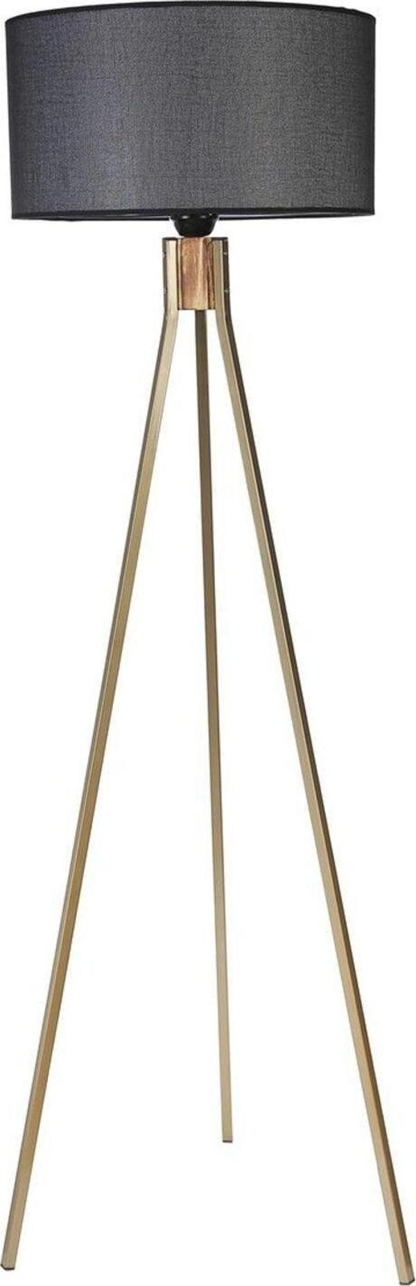 Lumexx Fısco Tripod Eskitme Lambader Silindir Hasır Siyah Abajurlu - Image 1
