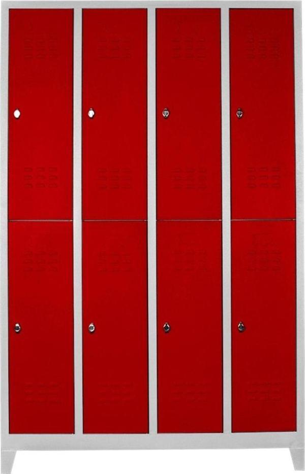 Jessan Ofis 8'li Gri-Kırmızı Soyunma Dolabı - Image 1