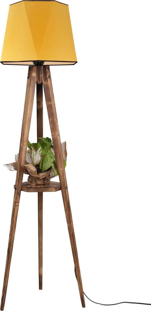 Lumexx Sehbalı Tripod Lambader Yanık Altıgen Hardal Abajurlu - Image 1