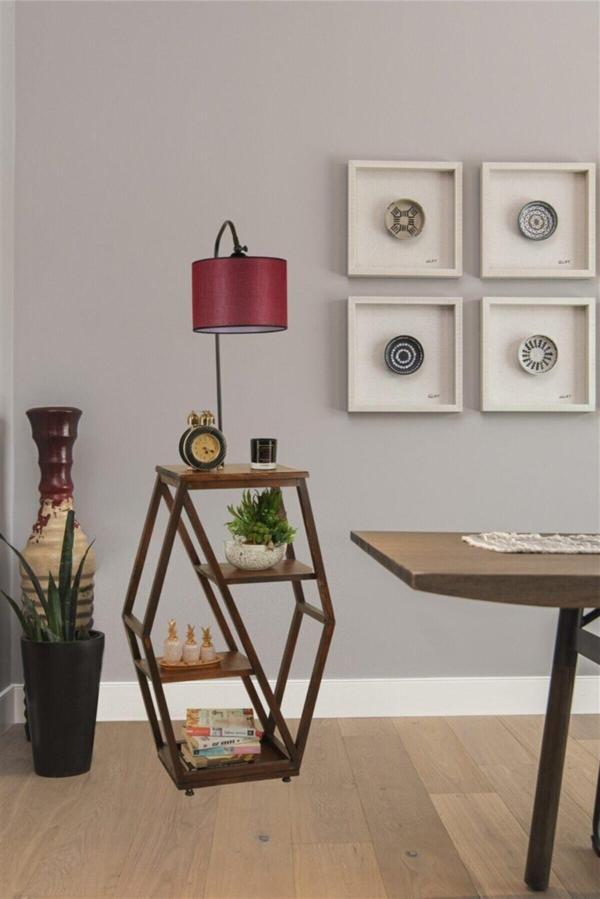 Lumexx Asos Ceviz Lambader Silindir Hasır Bordo Abajurlu - Image 1