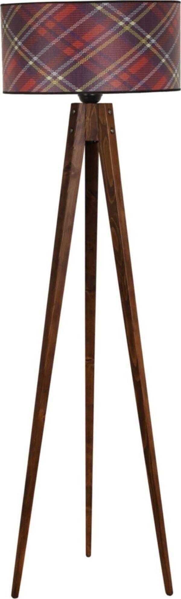 Lumexx Tripod Ceviz Lambader Silindir 03 Abajurlu - Image 1