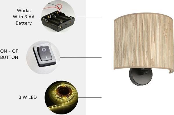 Lumexx Yeni Bambu Pilli 09 Abajurlu Oval Aplik - Image 1