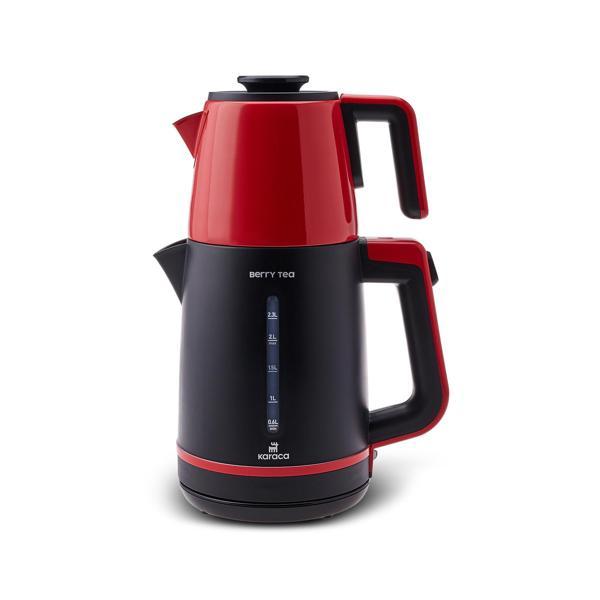 Karaca Berry Tea XL 2 in1 Çelik Demlikli Çay Makinesi ve Kettle Cranberry - Image 1
