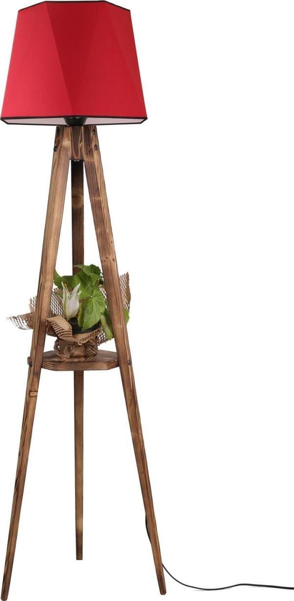 Lumexx Sehbalı Tripod Lambader Yanık Altıgen Kırmızı Abajurlu - Image 1