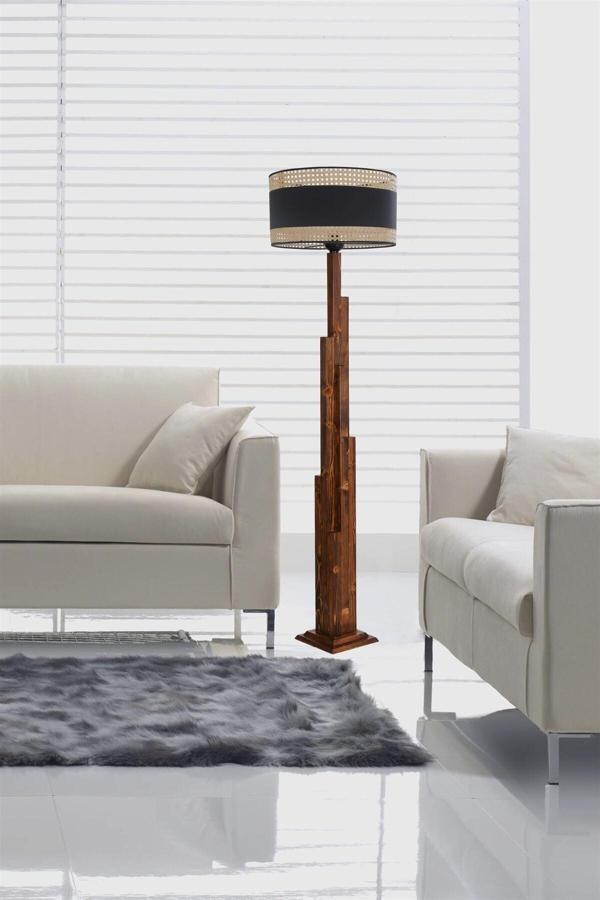Lumexx Kule Ceviz Lambader Silindir 03 Rattan Abajurlu - Image 1