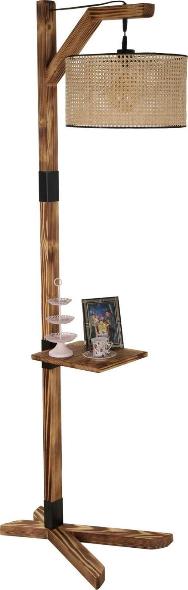 Lumexx Liza Lambader Yanık Silindir Rattan Abajurlu - Image 1