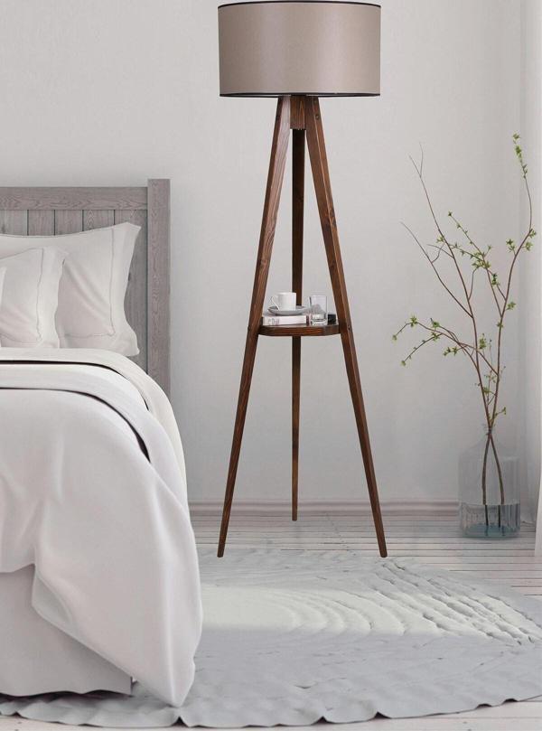 Lumexx Sehbalı Tripod Ceviz Lambader Silindir 82 Abajurlu - Image 1