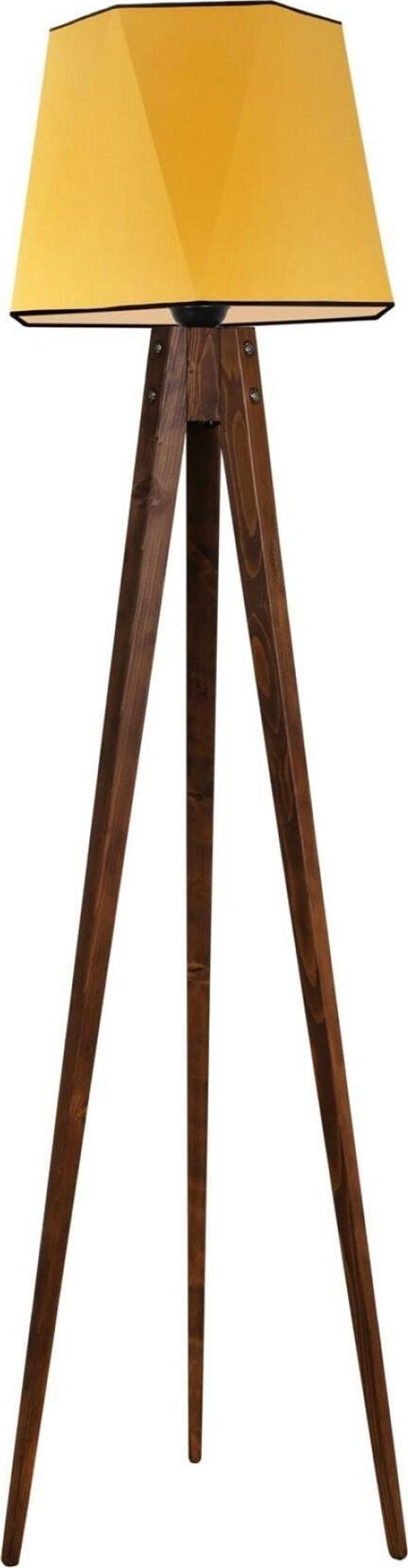 Lumexx Tripod Lambader Ceviz Altıgen Hardal Abajurlu - Image 1