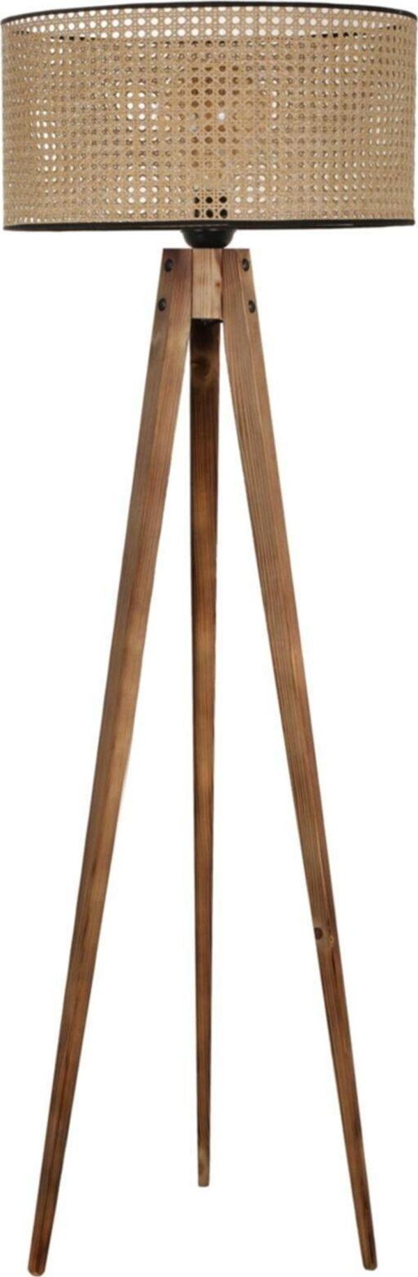 Lumexx Tripod Lambader Yanık Silindir Rattan Abajurlu - Image 1
