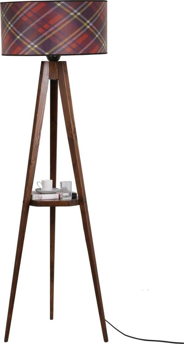 Lumexx Sehbalı Tripod Lambader Ceviz Silindir 03 Abajurlu - Image 1