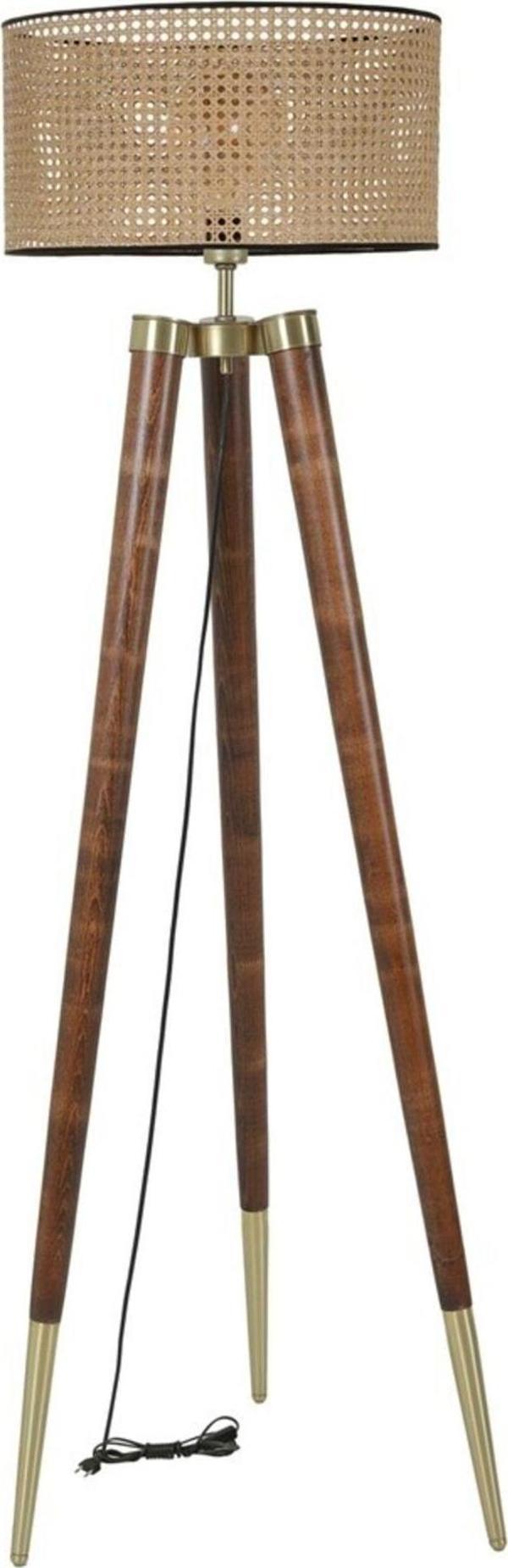 Lumexx Stil Ceviz Lambader Silindir Rattan Abajurlu - Image 1