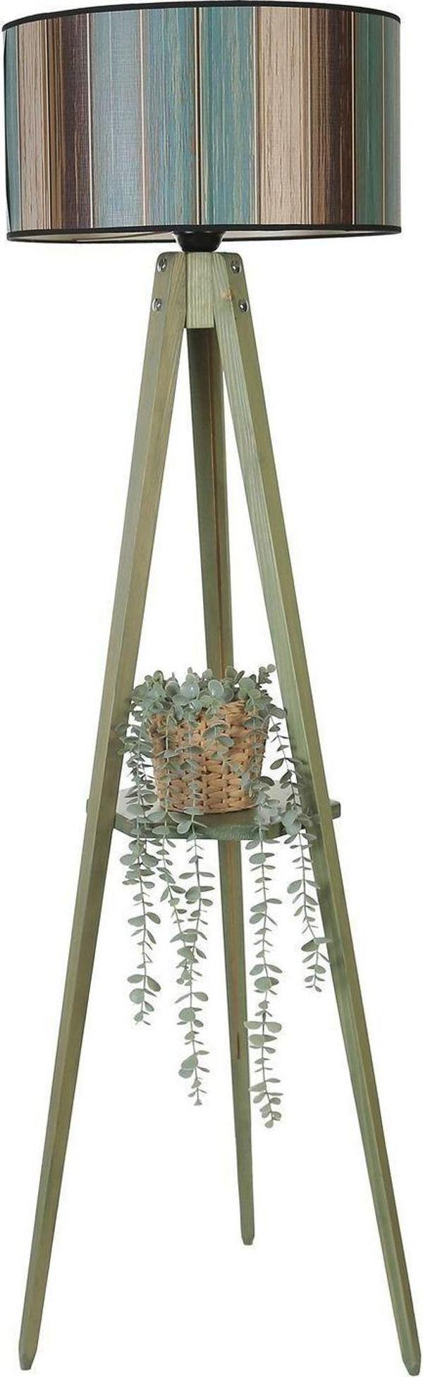 Lumexx Sehbalı Tripod Yeşil Lambader Silindir Renkli Abajurlu - Image 1