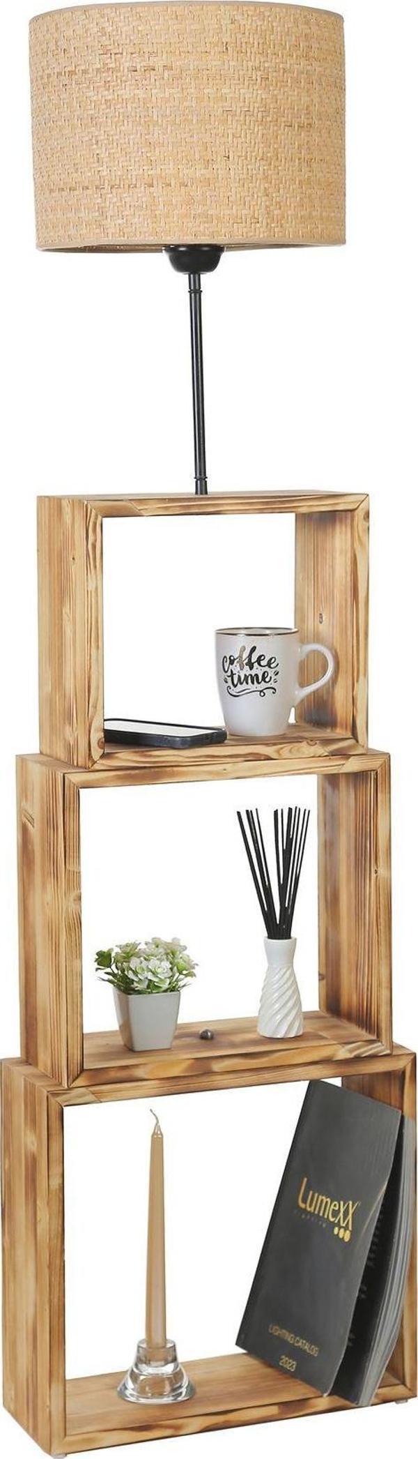 Lumexx Puzzle Yanık Lambader Hasır Rattan Abajurlu - Image 1