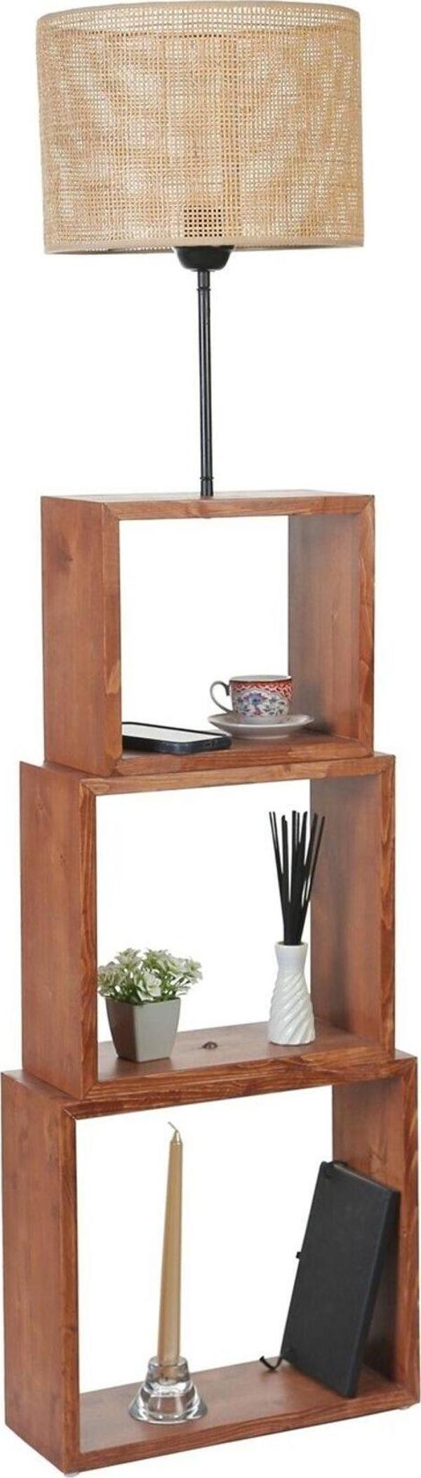 Lumexx Puzzle Ceviz Lambader Örgülü Rattan Abajurlu - Image 1